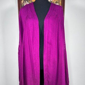 Torrid Jacquard Kimono Top Women's 3/4 Purple Embroidered Floral USA NWT